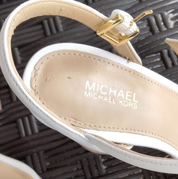 MICHAEL Michael Kors DALLAS White Cork Platform Sandals with Ankle Strap - Picture 4 of 5